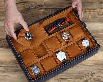 Hochwertige Uhrenbox aus Leder für 10 Uhren Luxus-Uhrenetui für