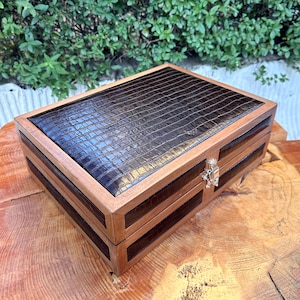 Luxury Wooden Watch Box for 10: Calfskin Leather, Personalized