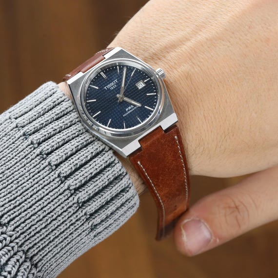 TISSOT PRX 40mm ブルー レザーストラップ Official Tissot Strap | T852049411 | Blue Leather | Tissot