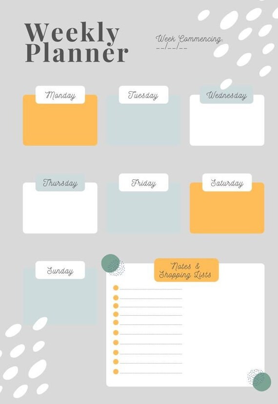 Downloadable Weekly Planner / to Do List & More | Etsy