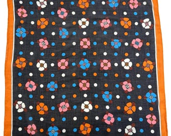 70s flowers & polka dots EMANUEL_UNGARO cotton FOULARD
