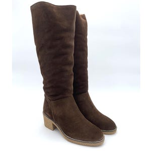 70s Deadstock brown suede leather woman boots size 37EU - 4UK