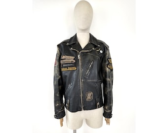 RARE Vintage 80s Lee 101 Storm Rider Brown Leather Trucker Jacket
