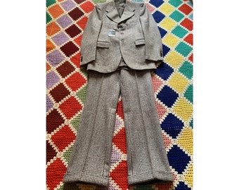 70s PSYCHEDELIC wool BOUCLE' cream/brown MAN suit (available size S and M)