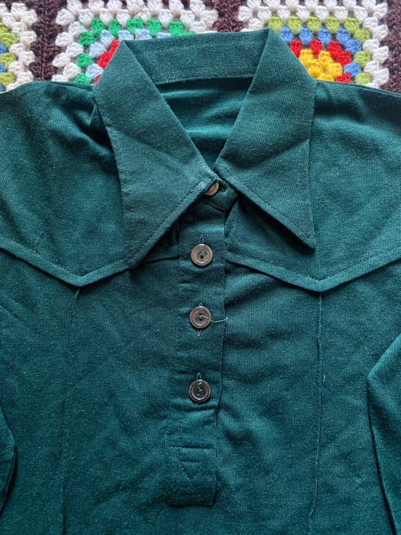 70s DEADSTOCK woman POINTED COLLAR polo shirt - image 4