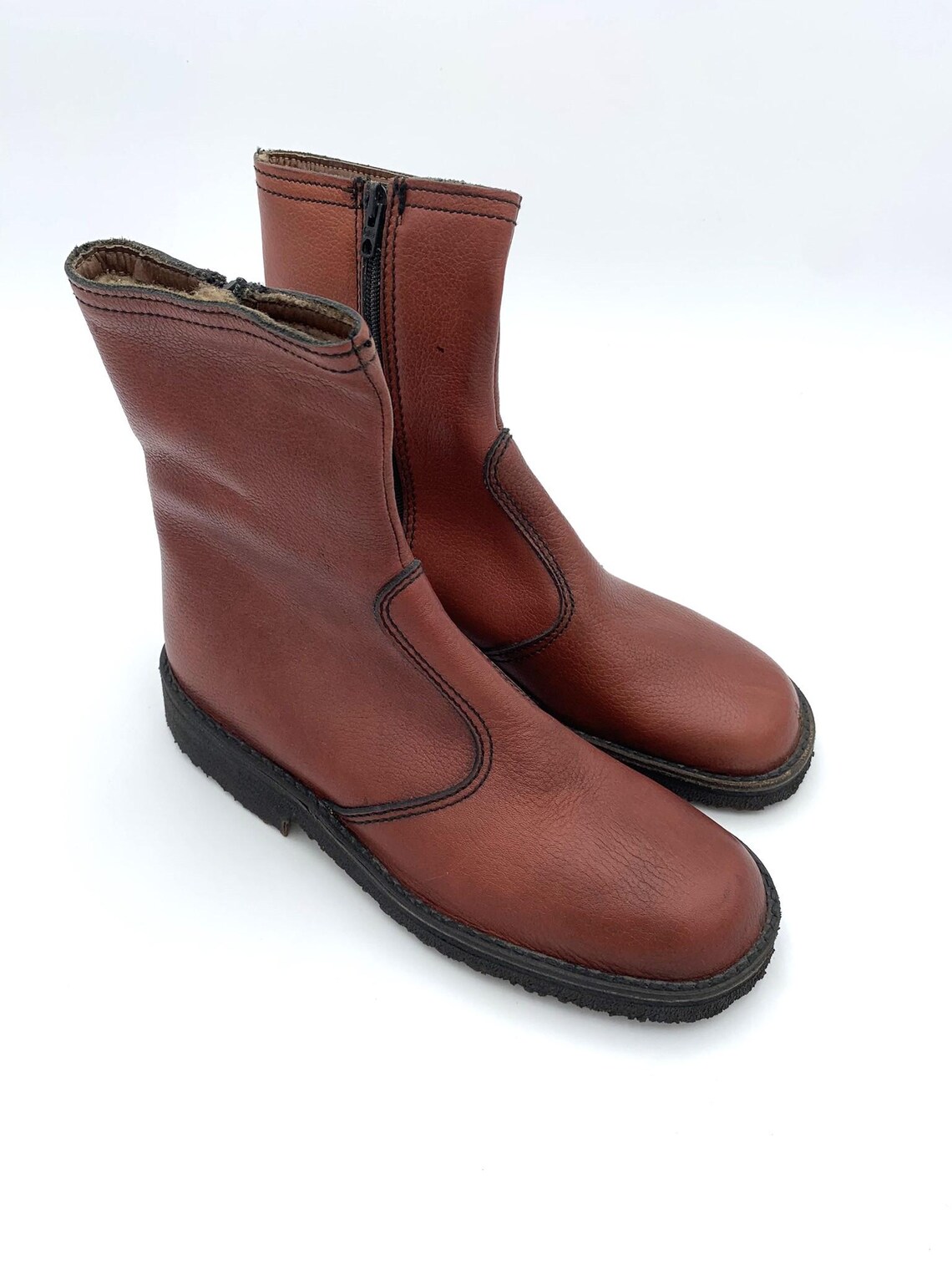 70s Deadstock leather man ankle boots size 42EU - 8UK, foto 2 di 5