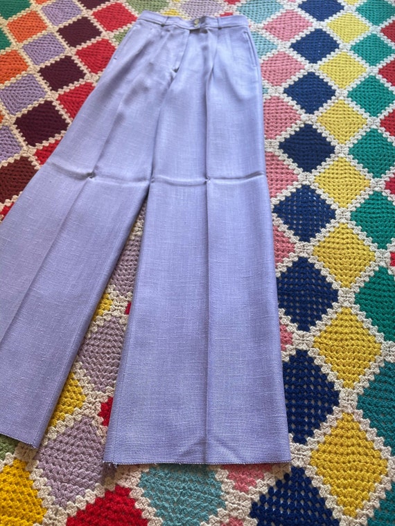 70s DEADSTOCK viscose WOMAN flared LILAC trousers - image 2