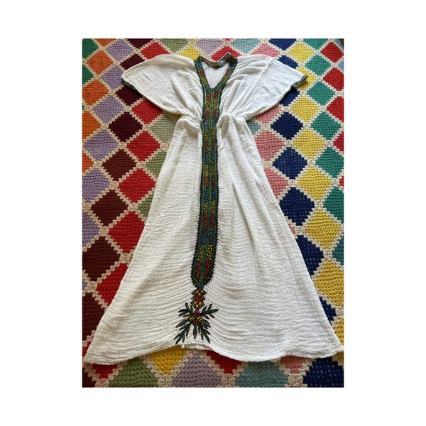 70s BOHO_HIPPIE white cotton gauze ETHNIC_MADE_IN_ETHIOPIA magical dress