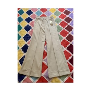 70s DEADSTOCK cotton WOMAN flared BEIGE trousers
