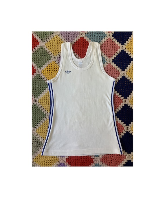 70s ADIDAS White/blue Tank Top - Etsy Israel