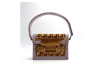 Bolso de hombro con monograma lila dorado de FENDI de los años 80