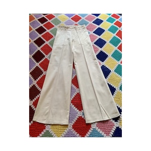 70s DEADSTOCK cotton WOMAN flared CREAM trousers