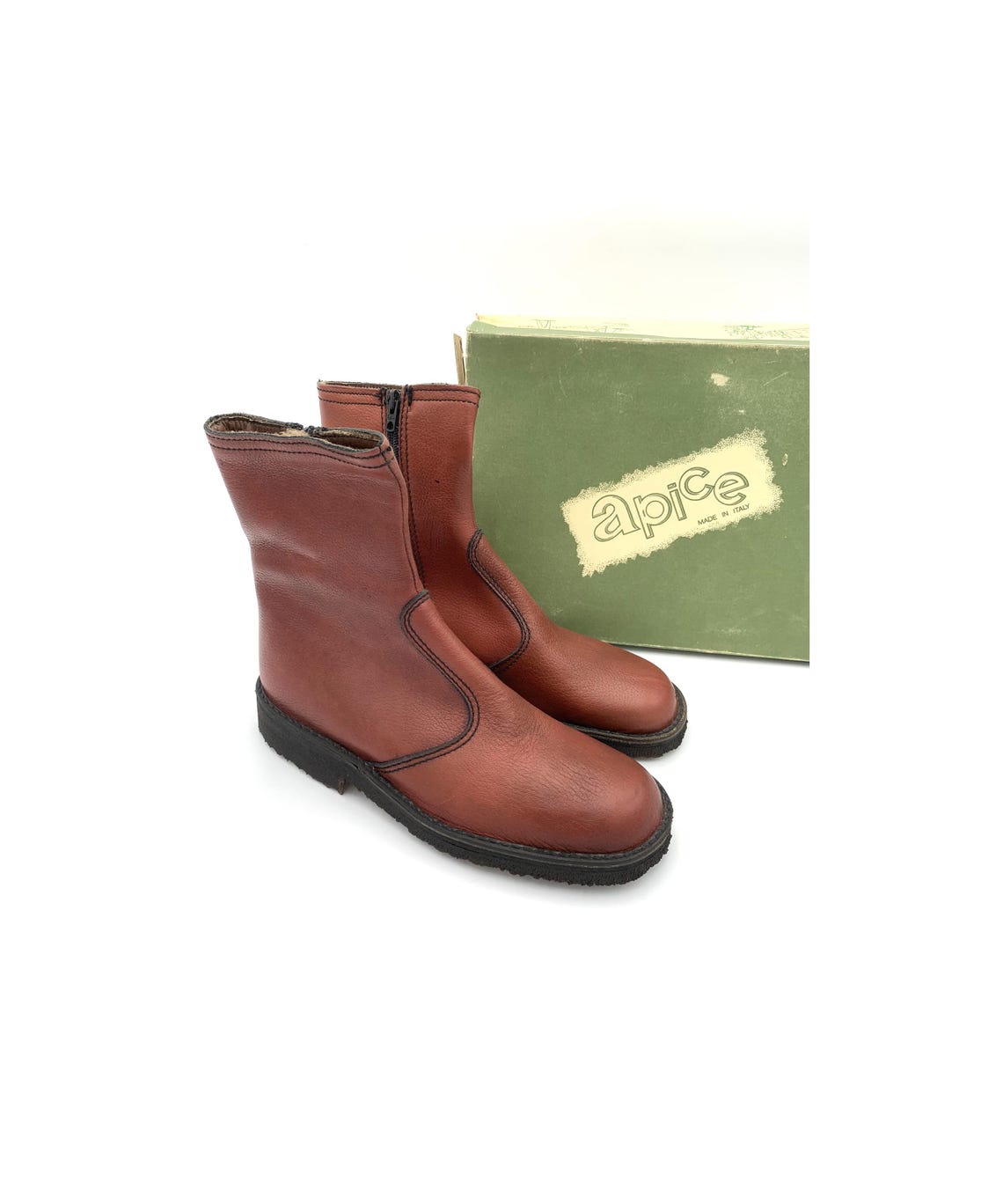 70s Deadstock leather man ankle boots size 42EU - 8UK, foto 1 di 5