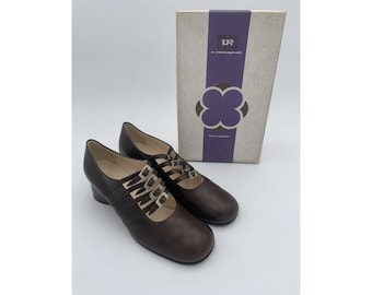 70s deadstock multi-strap CHOKO_BROWN leather MOCASSINS_SHOES available in size (37EU - 4UK) and (38 1/2EU - 5 1/2UK)