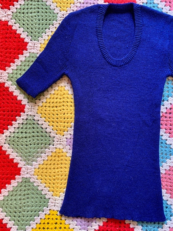 70s CANDY round neck COTTON top t-shirt - image 2