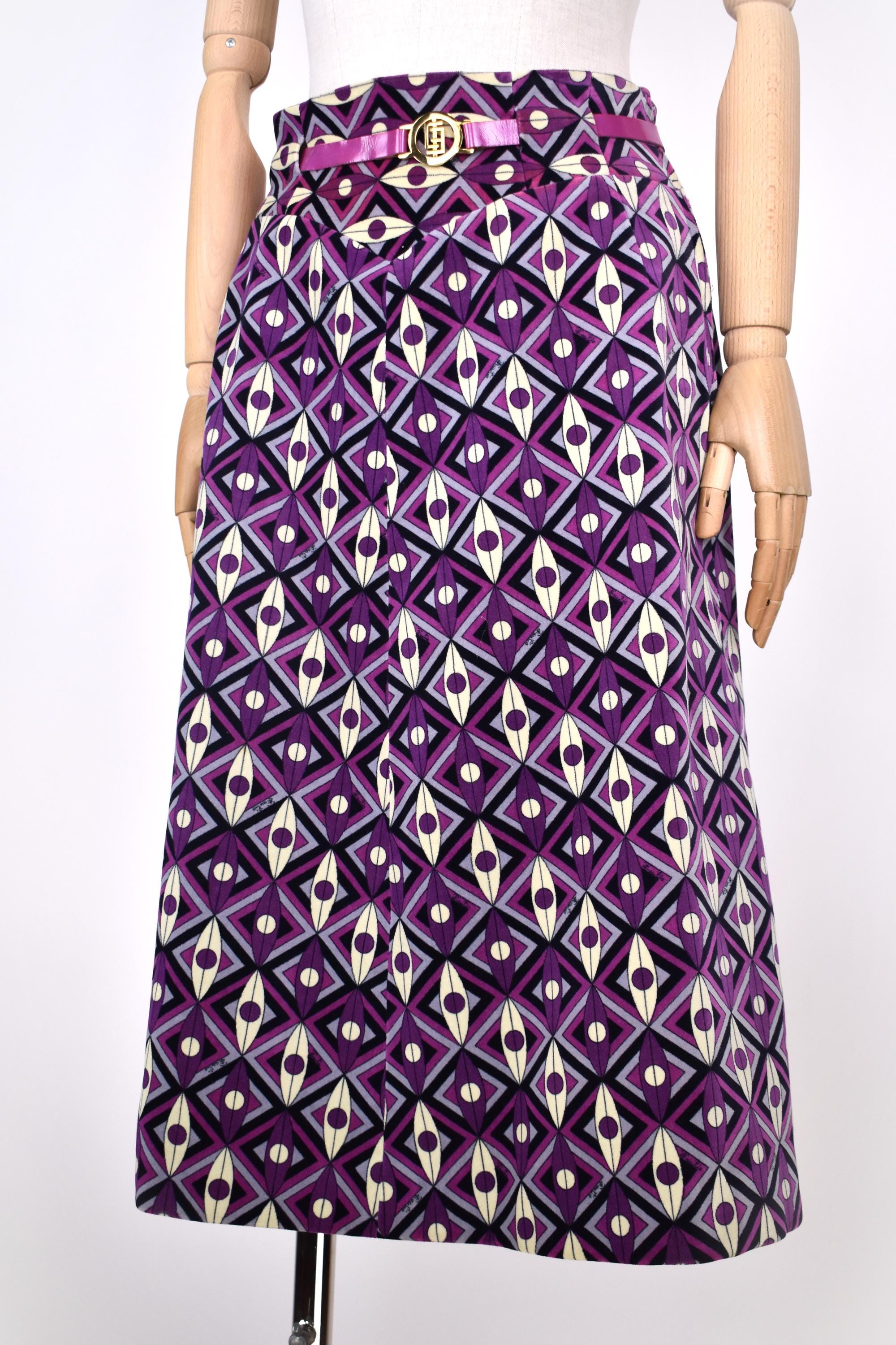 70s EMILIO PUCCI Velvet Maxi Skirt - Etsy