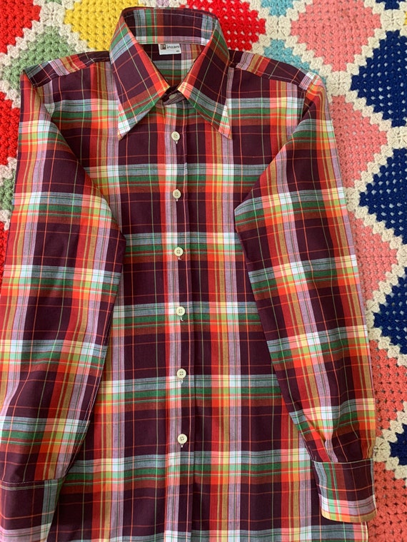70s country COLOR_SCALE cotton CHECKERED man SHIRT - image 2