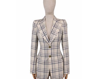 70s Checkered cotton woman blazer