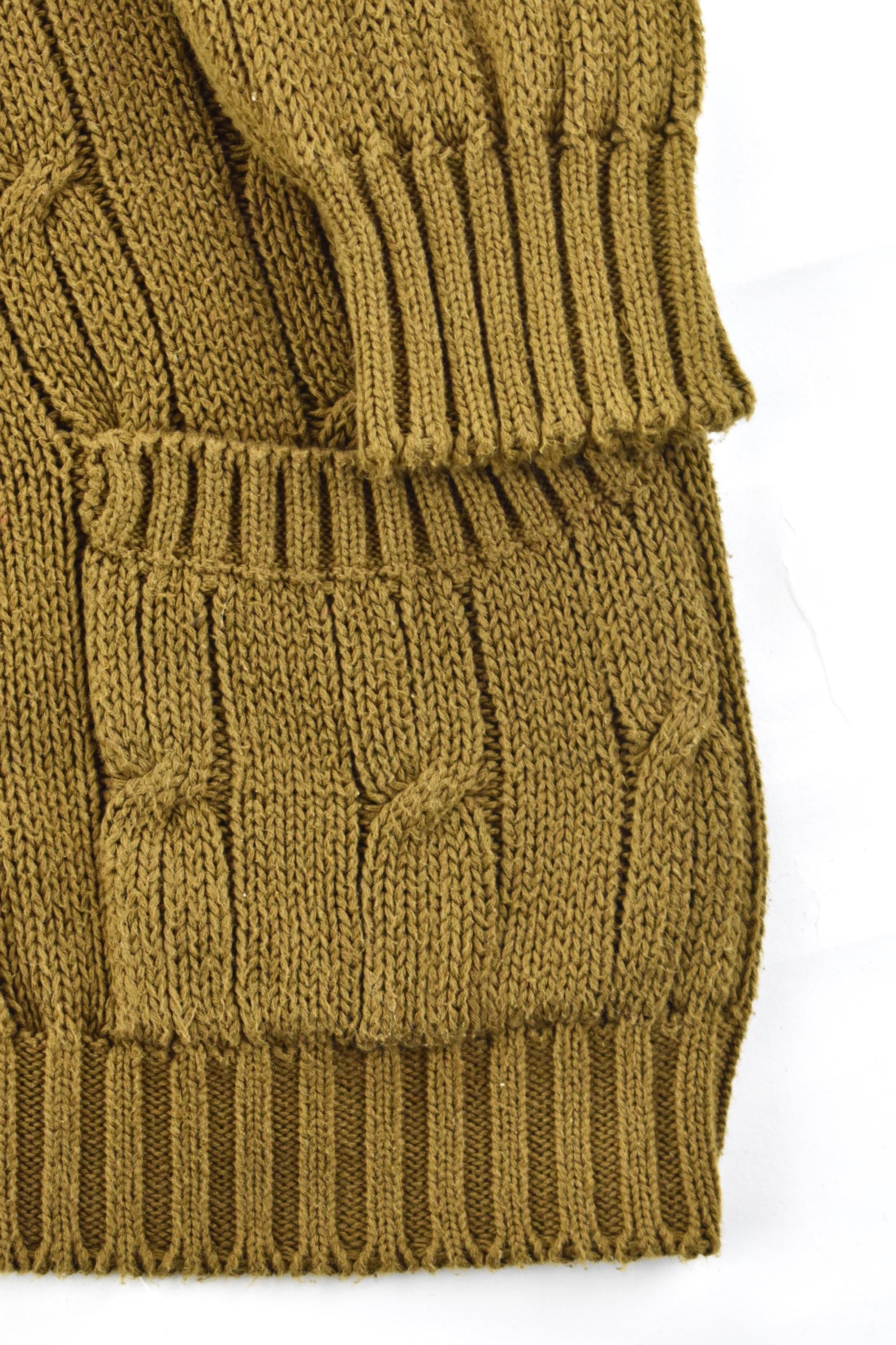 80s MALO Cable Knit Cotton Khaki Man Cardigan - Etsy