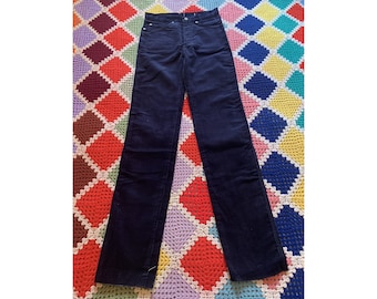 Años 70 (talla W29) deadstock POOH mujer NIGHT_BLUE pantalones rectos CORDUROY