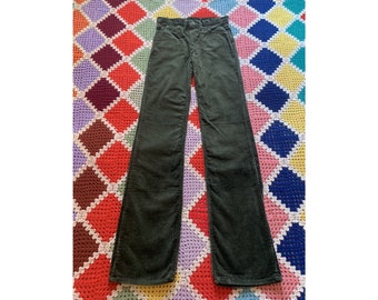 70s (size W29-I36) deadstock RIFLE woman OLIVE_GREEN straight CORDUROY trousers