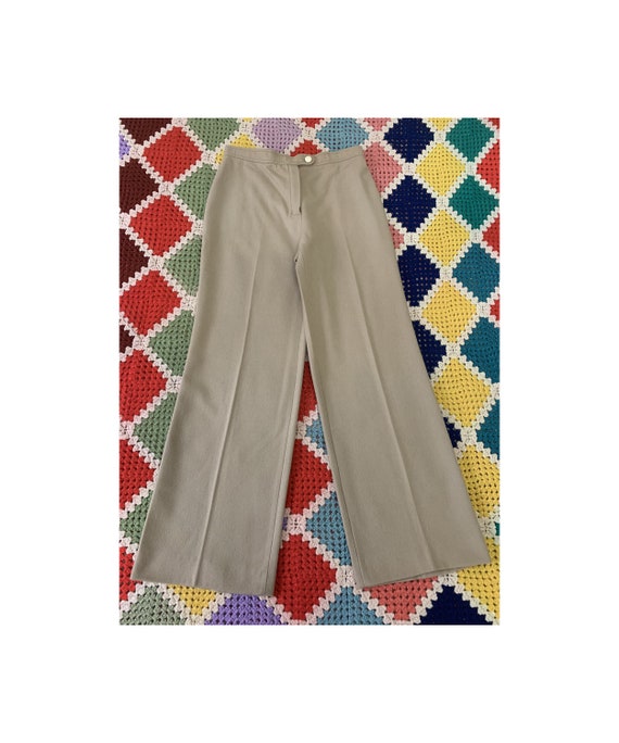 70s wool WOMAN flared BEIGE trousers - image 1