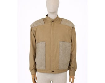 GIANNI VERSACE Herren-Bomberjacke aus den 80er Jahren, beige, aus Baumwolle und Leinen