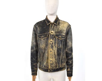 80s LEVI'S distressed leather bomber jacket