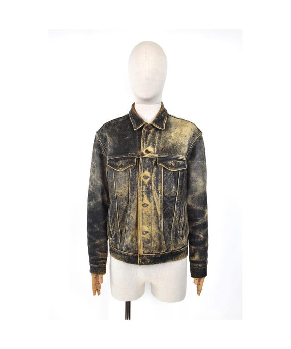 80s LEVI'S Distressed Leather Bomber Jacket - Etsy