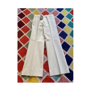 70s DEADSTOCK cotton WOMAN flared WHITE trousers