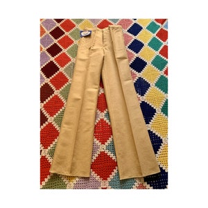70s LINEN woman BELL BOTTOM flared trousers (size 28x36)