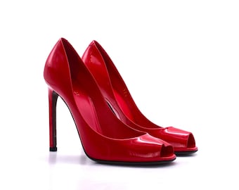 Zapatos de tacón GUCCI de charol rojo, talla 37 1/2 EU - 4 1/2 UK