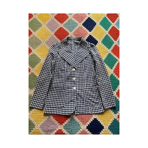 70s GINGHAM mixed COTTON woman BLAZER