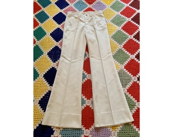 70s DEADSTOCK cotton WOMAN flared CREAM trousers