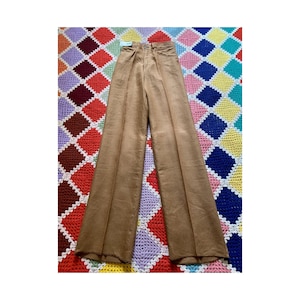 70s LINEN woman BELL BOTTOM flared trousers