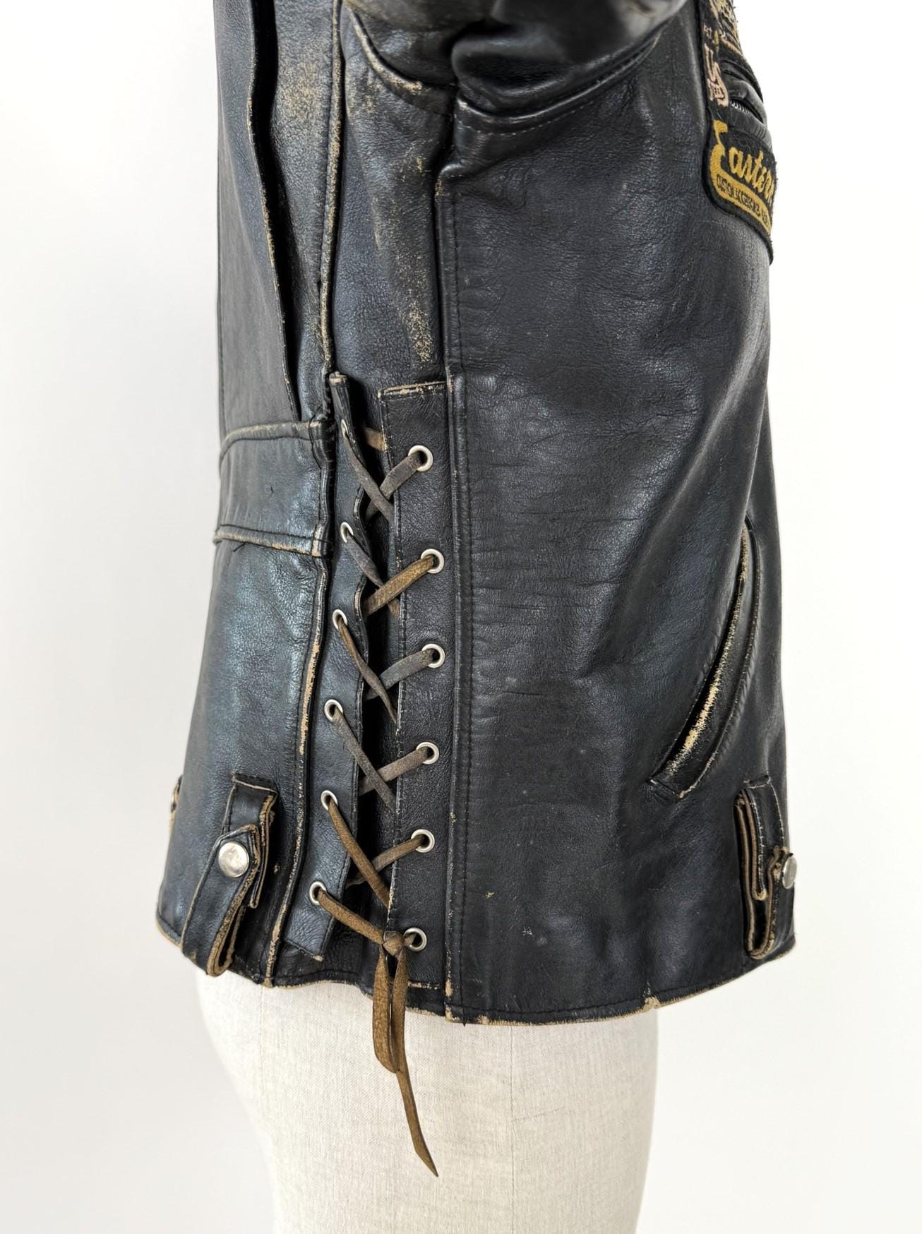 80年代 LEE TREVOR ブラックバイカーレザージャケット - Etsy 日本