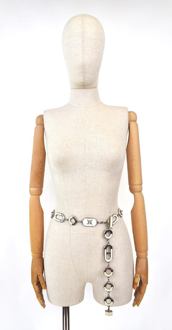 70s CELINE Triomphe White Chain Belt - Etsy display picture 2