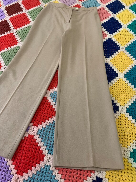 70s wool WOMAN flared BEIGE trousers - image 2