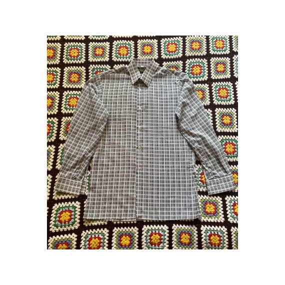 60s PSYCHEDELIC checkered COTTON man shirt - image 1