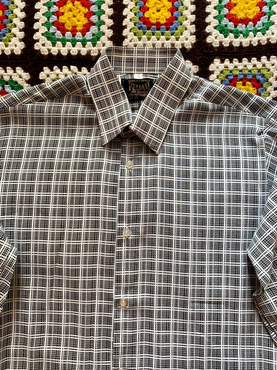 60s PSYCHEDELIC checkered COTTON man shirt - image 3