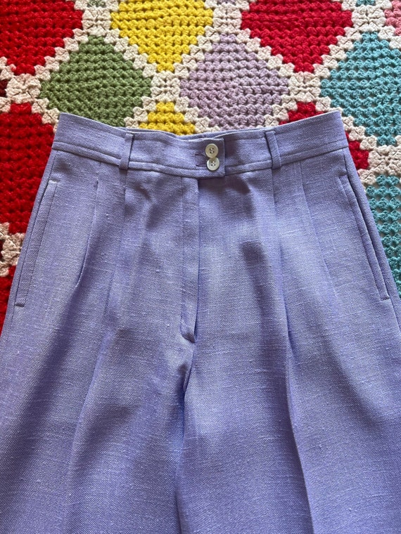 70s DEADSTOCK viscose WOMAN flared LILAC trousers - image 3