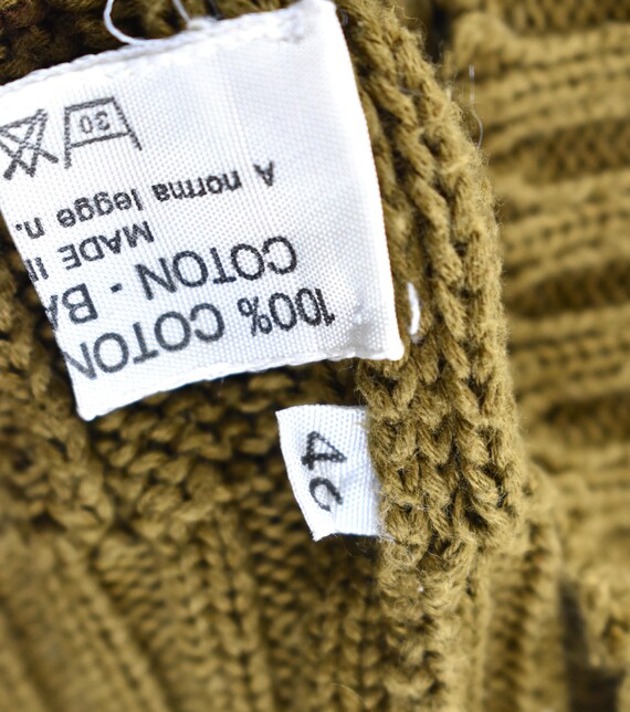 80s MALO Cable Knit Cotton Khaki Man Cardigan - Etsy