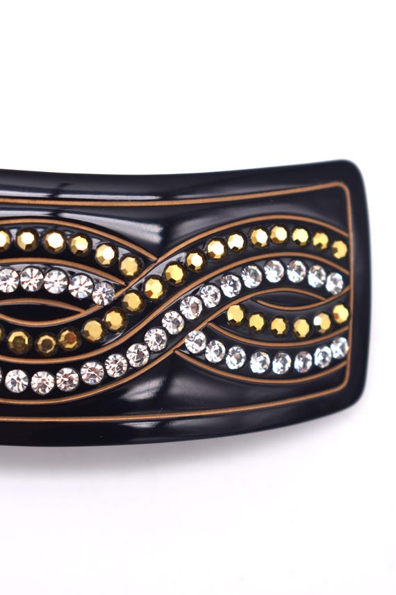 Fendi Gold Logo Hair Clip with Crystals Fendi Rhinestone Logo Hair Clip Barrette Gold GP Women  main image 4