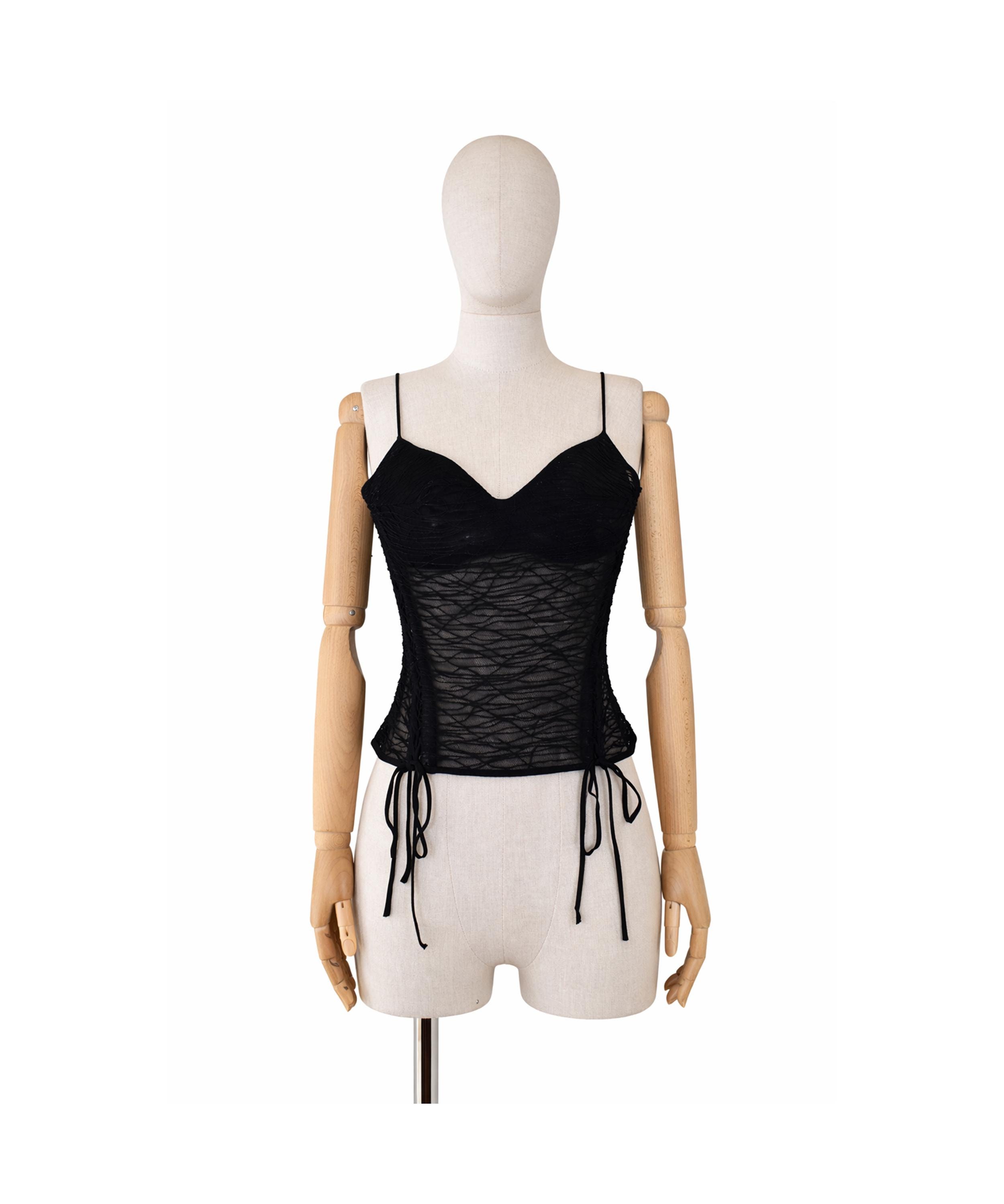 2000年代 LA PERLA メッシュシャーリングビスチェ ブラックトップ