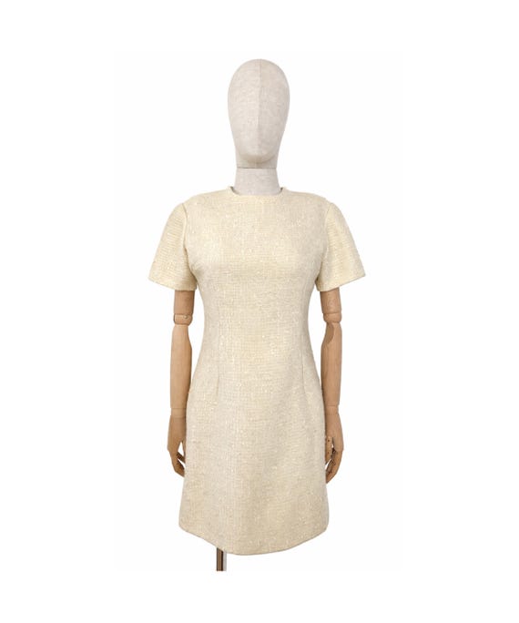 cream wool midi dress 70s Cream bouclé wool midi dress