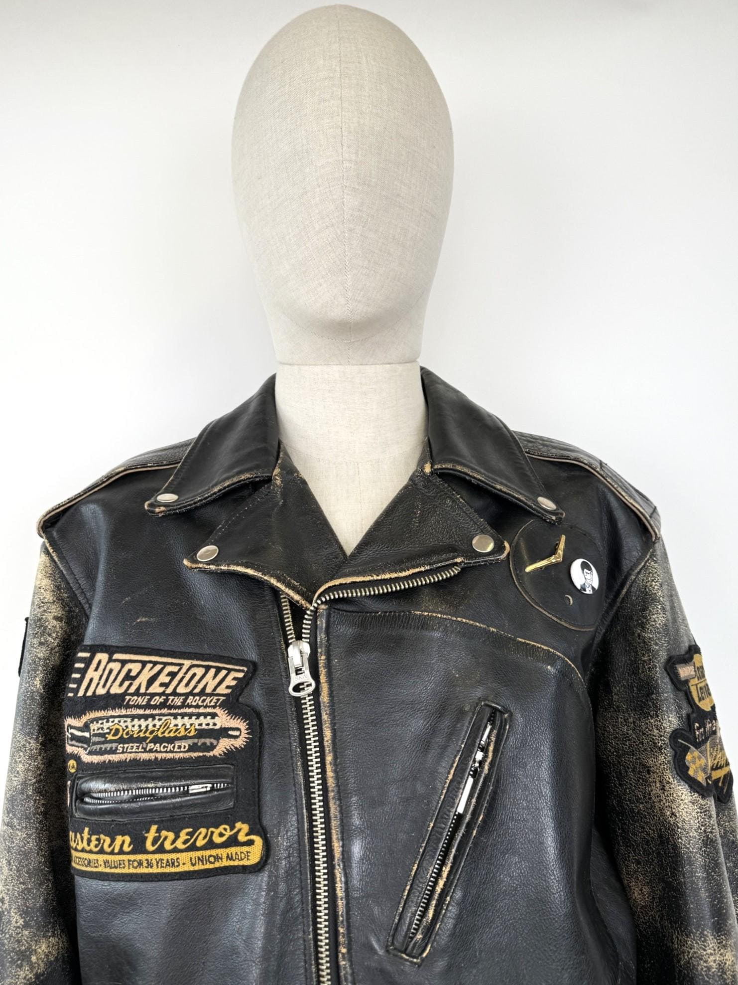 80s LEE TREVOR Black Biker Leather Jacket - Etsy