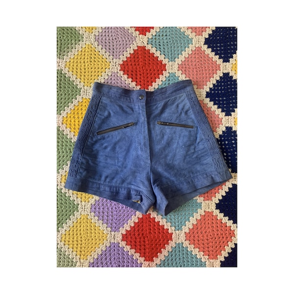 60s super HIGH_WAISTED cobalt blue LEATHER softy SHORTS