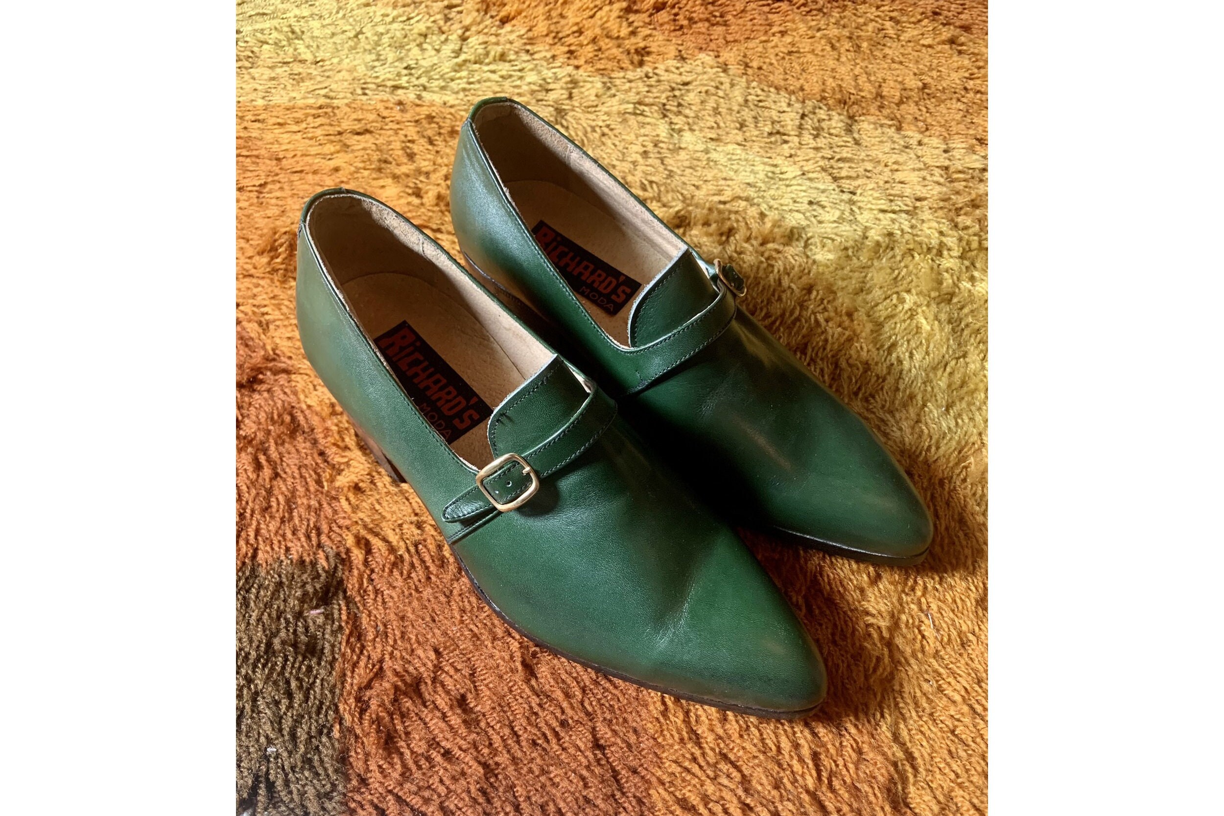 70s DEADSTOCK Gorgeous MOCASSINS Man TOE Shoes Size 42 1/2EU