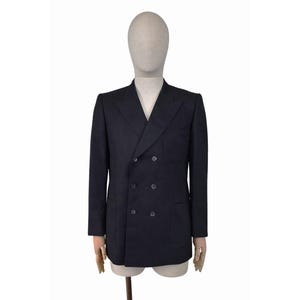 70s MARZOTTO double breasted cotton black man blazer