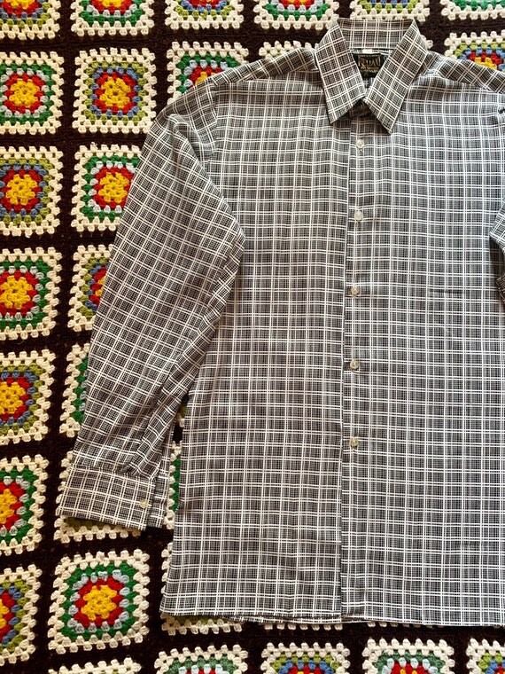60s PSYCHEDELIC checkered COTTON man shirt - image 2